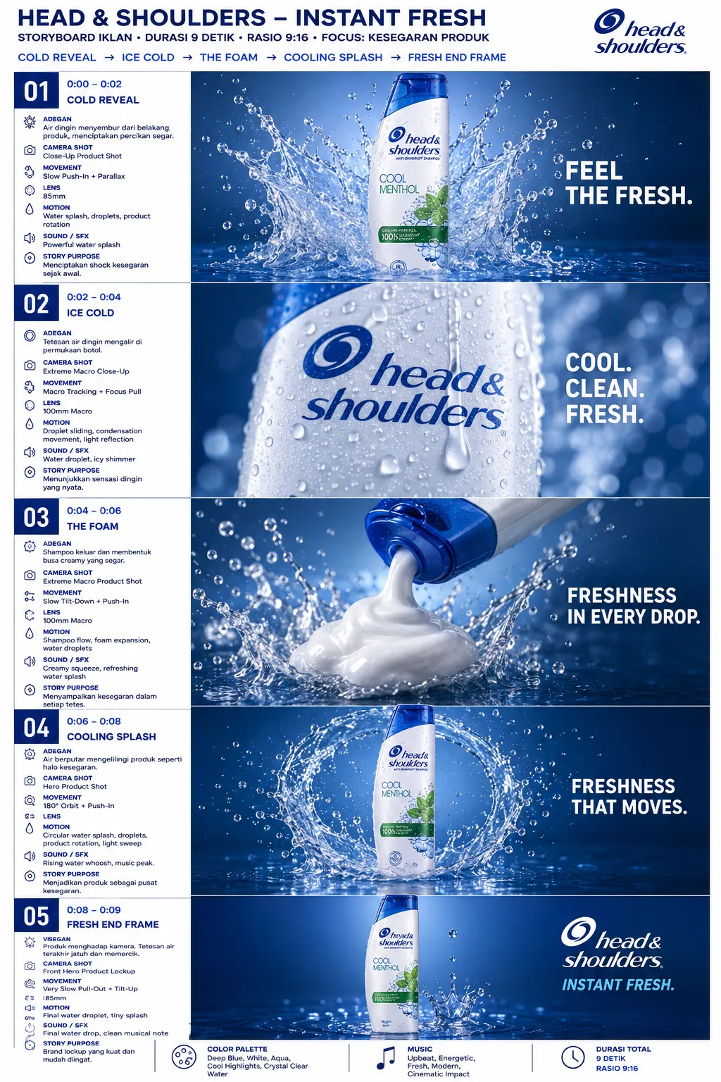 Head & Shoulders Instant Fresh Commercial Storyboard