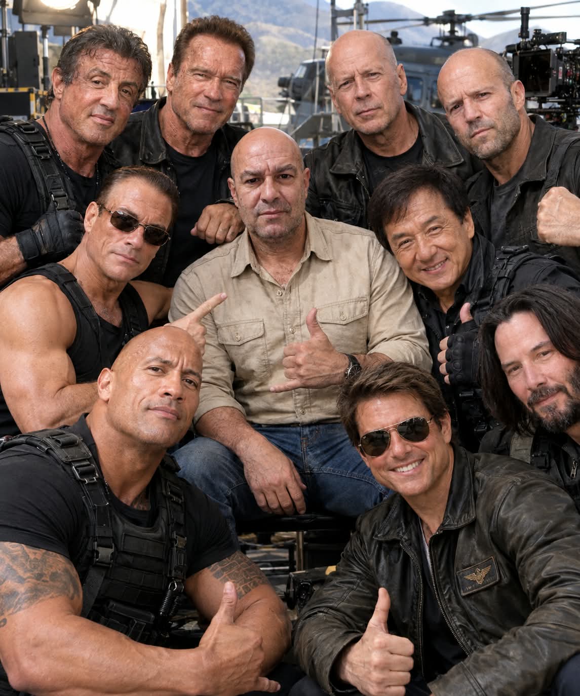 Hyper-Realistic Hollywood Action-Star Group Photo
