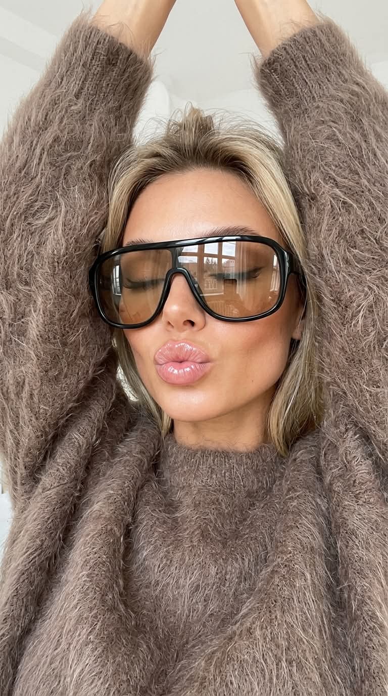 Photorealistic Close-Up Sweater Selfie output 1