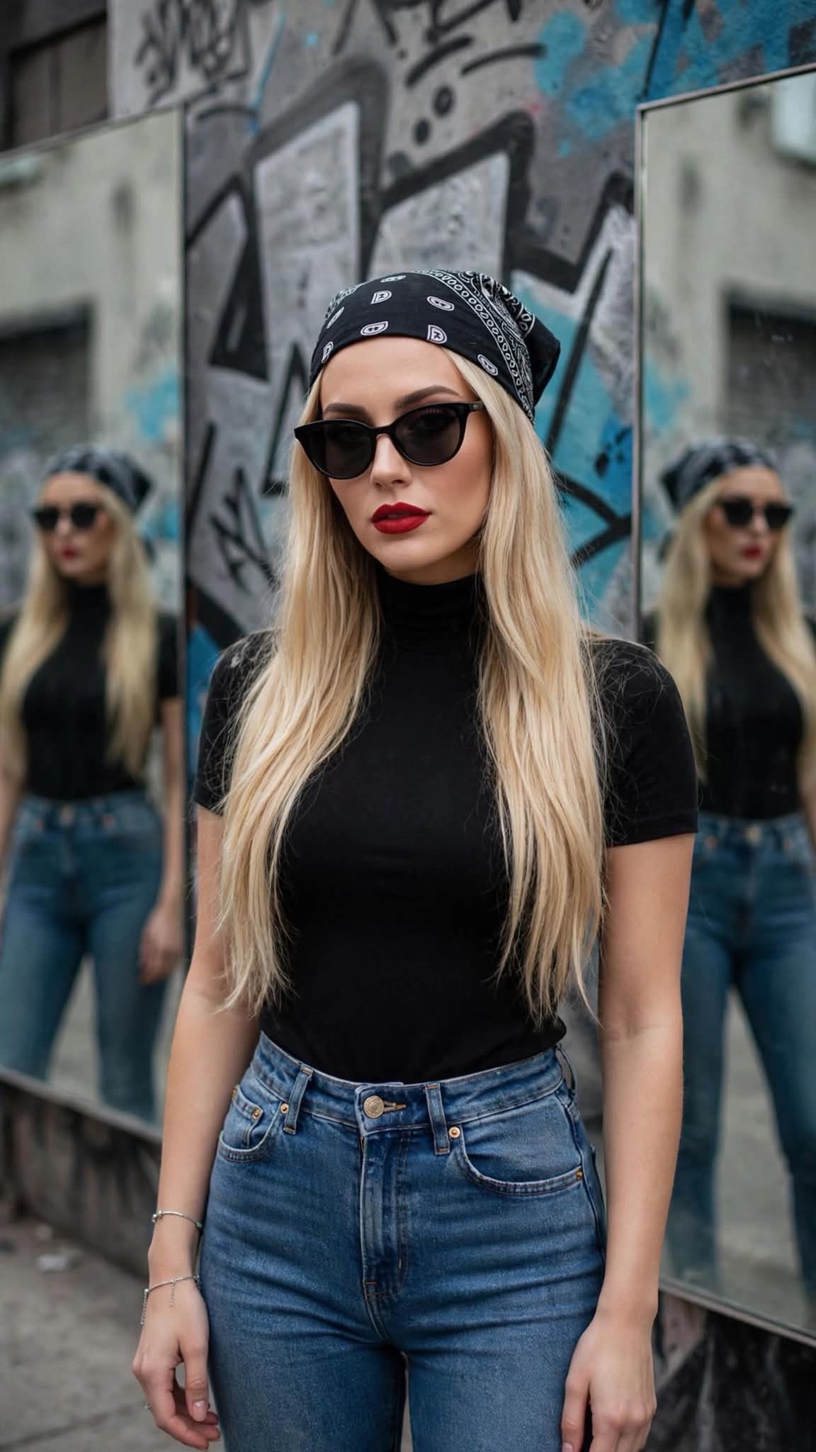 Realistic Urban Portrait with Mirror Reflections