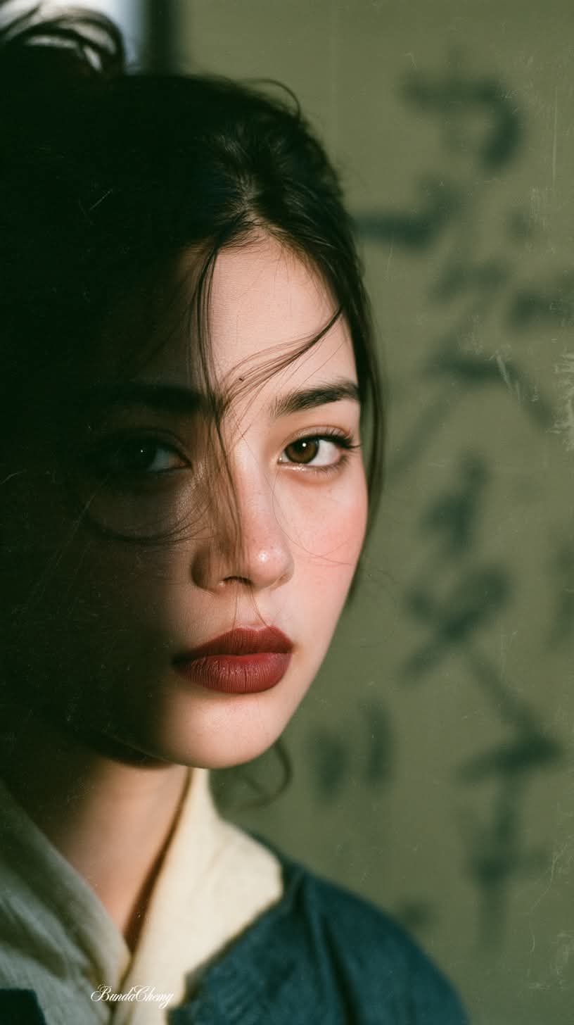 Low-Key Cinematic Portrait with Vintage Film Texture