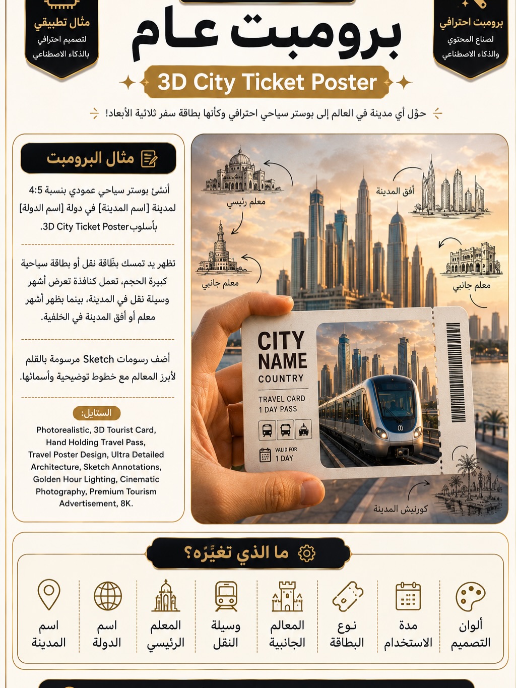 3D Travel-Card City Tourism Poster output 2